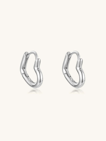 925 Sterling Silver Heart Hoop Earrings